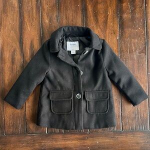 Old Navy Black Pea Coat Tailored Wool Blend